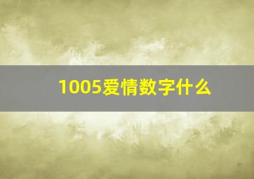 1005爱情数字什么