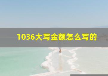 1036大写金额怎么写的