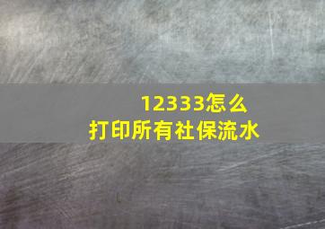 12333怎么打印所有社保流水