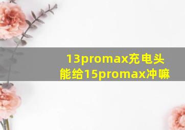 13promax充电头能给15promax冲嘛