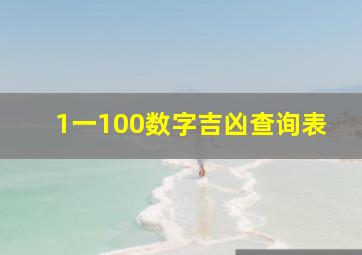 1一100数字吉凶查询表