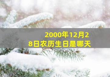 2000年12月28日农历生日是哪天