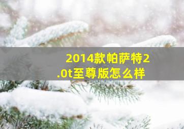 2014款帕萨特2.0t至尊版怎么样