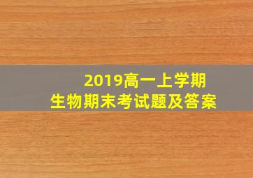 2019高一上学期生物期末考试题及答案