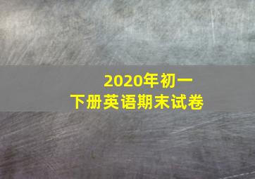 2020年初一下册英语期末试卷