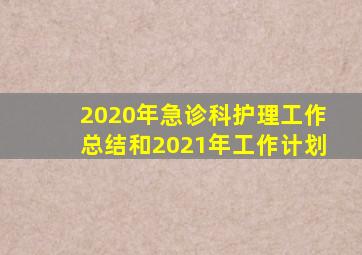 2020年急诊科护理工作总结和2021年工作计划