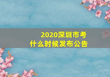 2020深圳市考什么时候发布公告