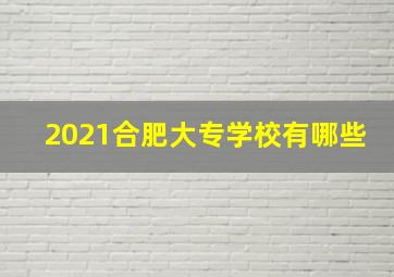 2021合肥大专学校有哪些