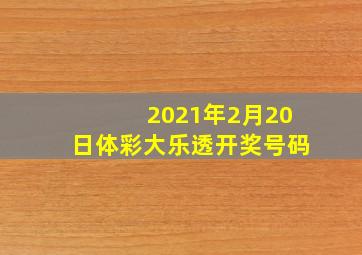 2021年2月20日体彩大乐透开奖号码