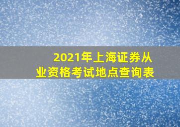 2021年上海证券从业资格考试地点查询表