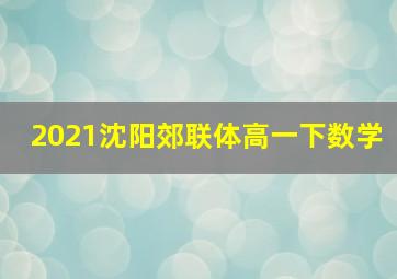 2021沈阳郊联体高一下数学