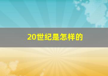 20世纪是怎样的