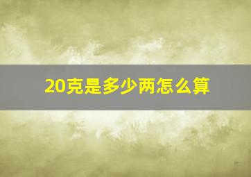 20克是多少两怎么算