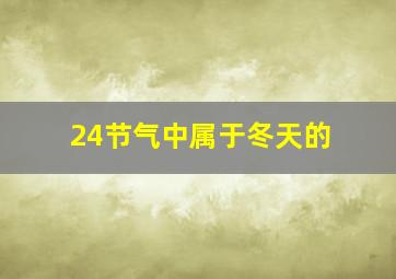 24节气中属于冬天的