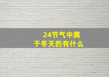 24节气中属于冬天的有什么