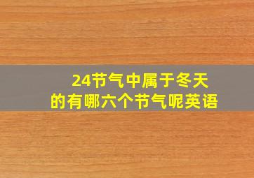 24节气中属于冬天的有哪六个节气呢英语