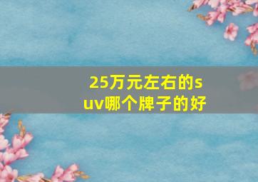 25万元左右的suv哪个牌子的好