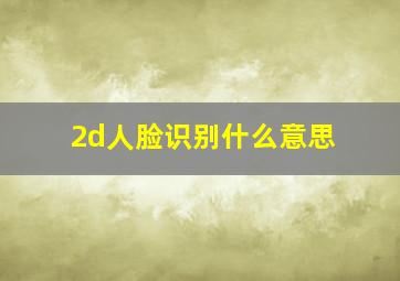 2d人脸识别什么意思