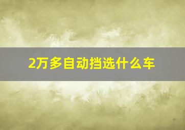 2万多自动挡选什么车