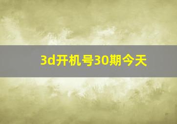 3d开机号30期今天