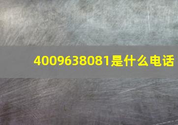 4009638081是什么电话