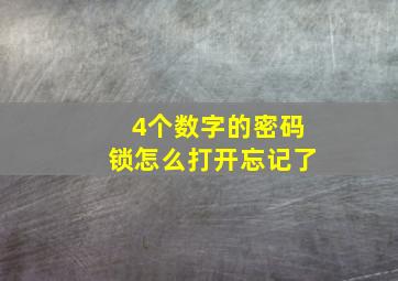 4个数字的密码锁怎么打开忘记了