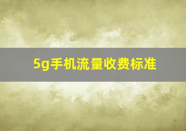 5g手机流量收费标准