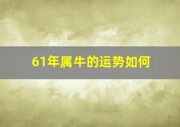 61年属牛的运势如何