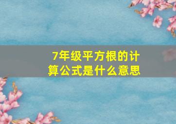 7年级平方根的计算公式是什么意思