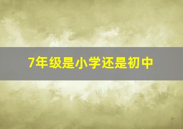 7年级是小学还是初中