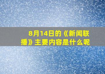 8月14日的《新闻联播》主要内容是什么呢