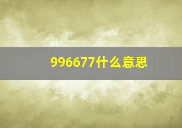 996677什么意思