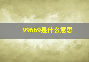 99669是什么意思