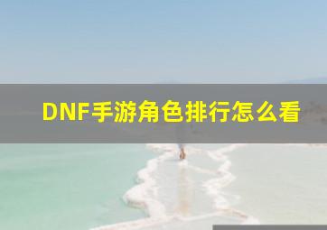 DNF手游角色排行怎么看