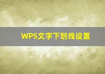 WPS文字下划线设置