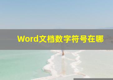 Word文档数字符号在哪