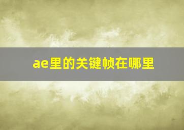 ae里的关键帧在哪里