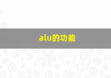 alu的功能