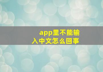 app里不能输入中文怎么回事