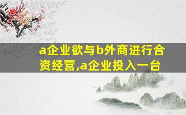 a企业欲与b外商进行合资经营,a企业投入一台