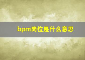 bpm岗位是什么意思