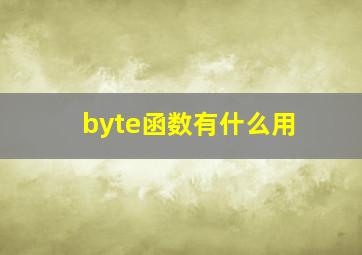 byte函数有什么用