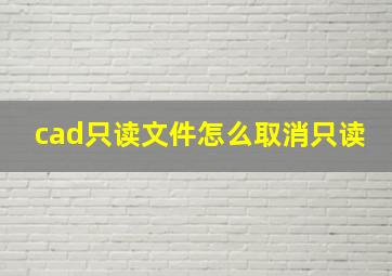 cad只读文件怎么取消只读