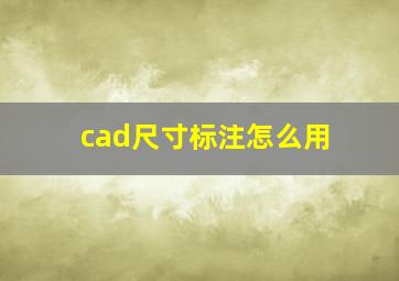 cad尺寸标注怎么用