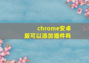 chrome安卓版可以添加插件吗