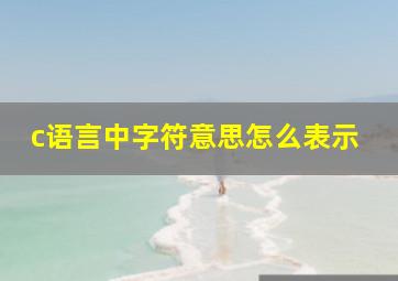 c语言中字符意思怎么表示