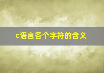 c语言各个字符的含义