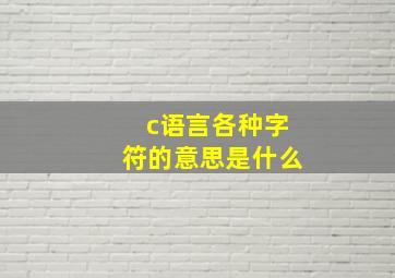 c语言各种字符的意思是什么