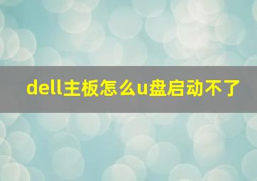 dell主板怎么u盘启动不了