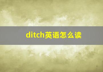 ditch英语怎么读